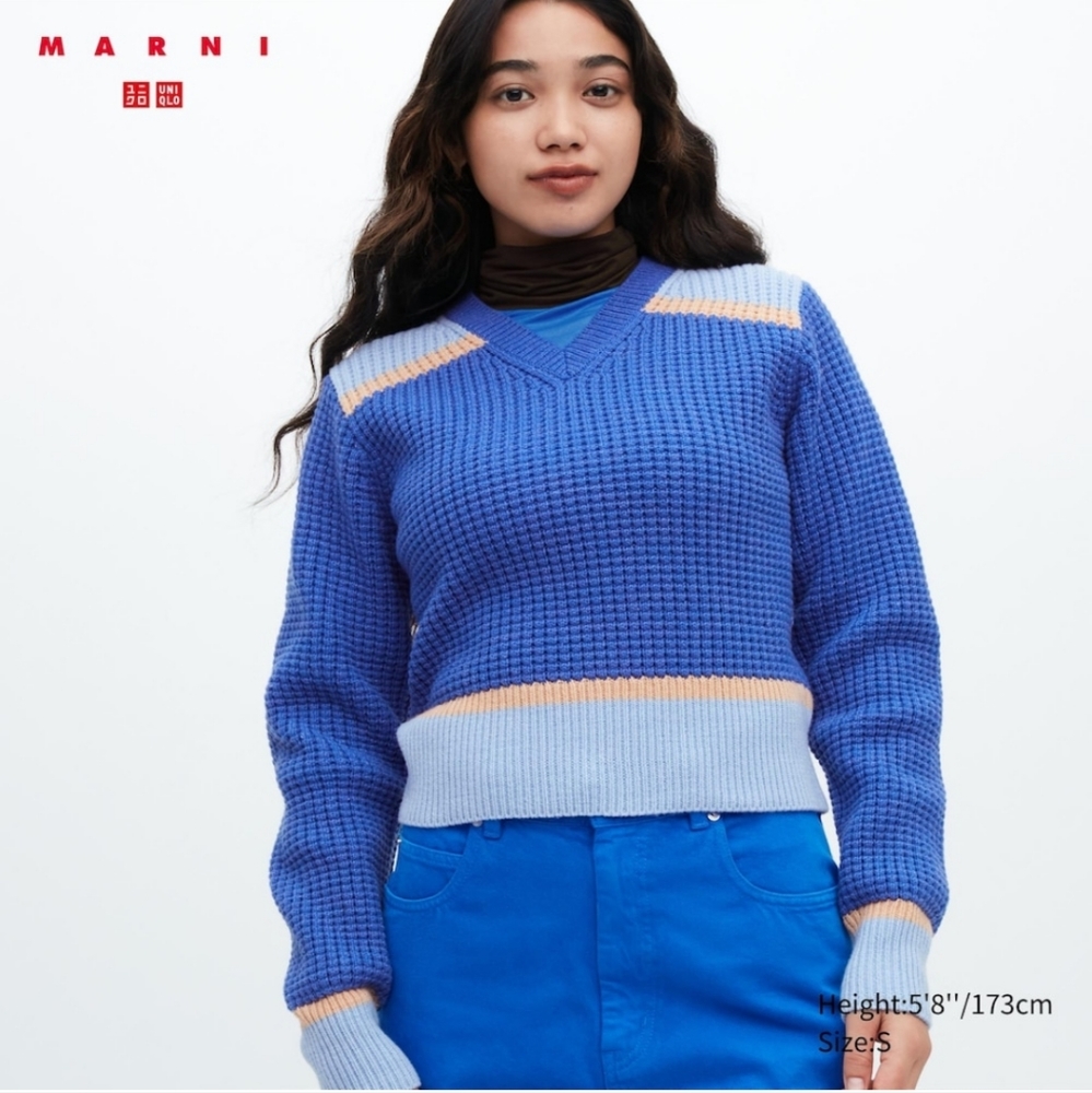 MARNI X Uniqlo Knitted V-Neck Long- Sleeve Sweater